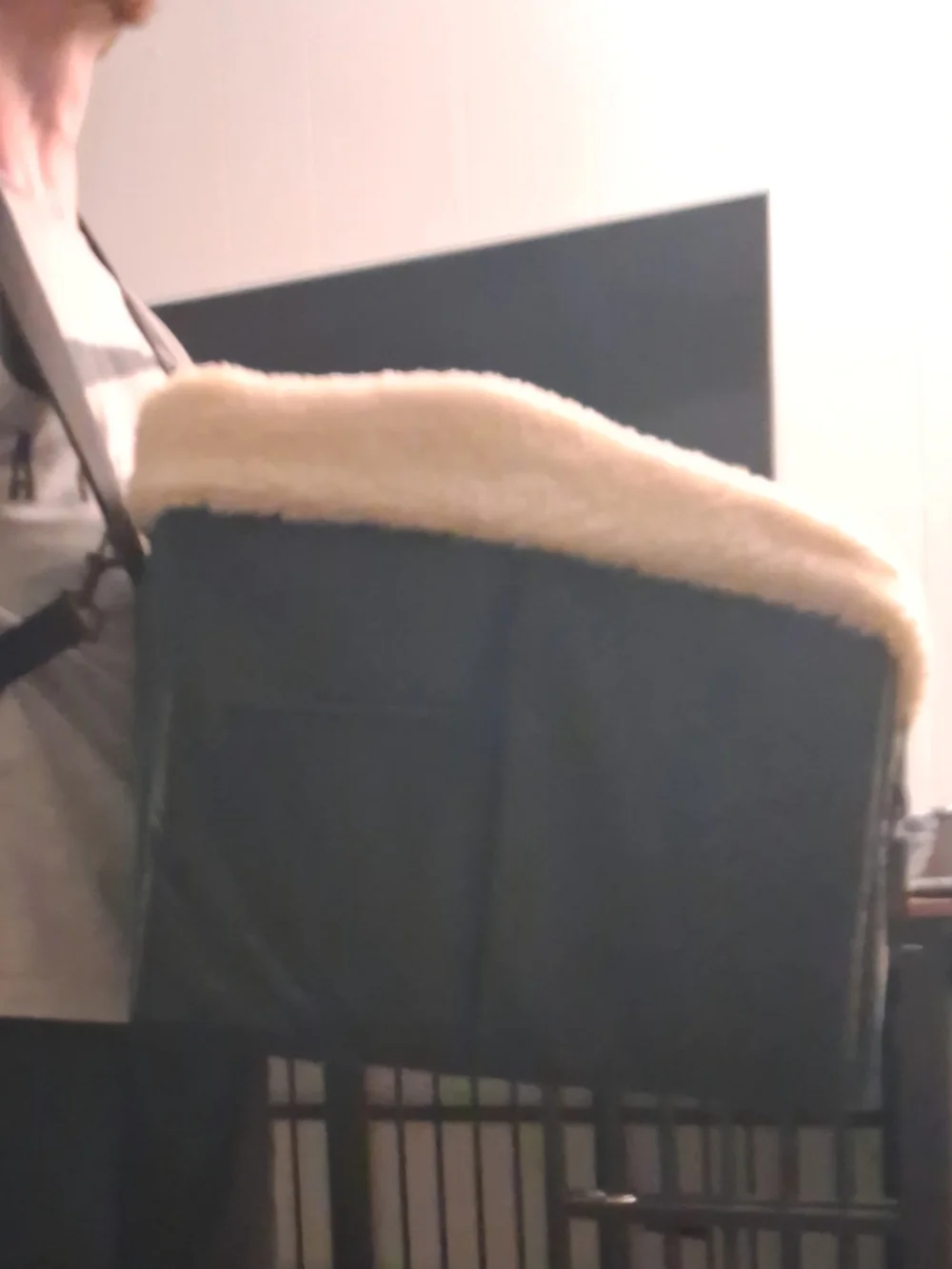 Black Quilted Pet Booster Seat with Cream Sherpa Lining